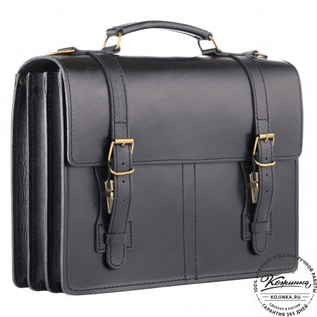 Деловой кожаный портфель "Увертюра" (чёрный)